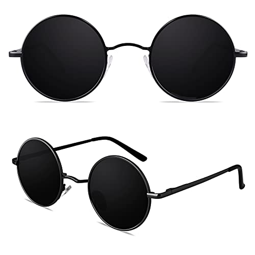 CGID Retro Runde Sonnenbrille Herren Damen Polarisiert Lennon Hippie Metallrahmen UV400 Schutz