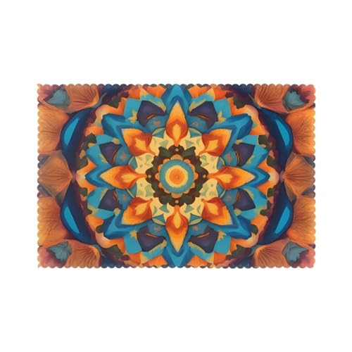 Kaleidoskop-Mandala, isoliert, 45,7 x 30,5 cm, fettabweisend, rutschfest, schützt den Esstisch, geeignet für Hotels, Restaurants, Küchen (6 Stück)