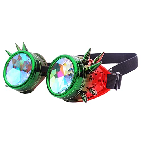 Qianly Bunte Kaleidoskop-Brille mit einstellbaren Gläsern für Party und Festival, GRÜN