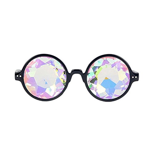TOYMYTOY Kaleidoskop Gläser Regenbogen Rave Wurmloch Prisma Diffraktion Brille (schwarz)