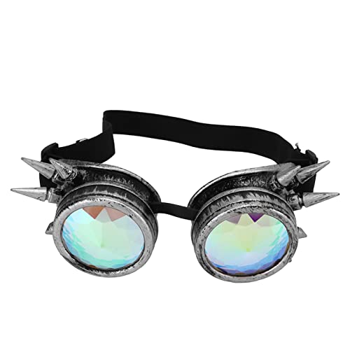 Pilipane Kaleidoskop-Brille,Halloween-Kaleidoskop-Brille, Trippige Psychedelische Steampunk-Brille(Grün)