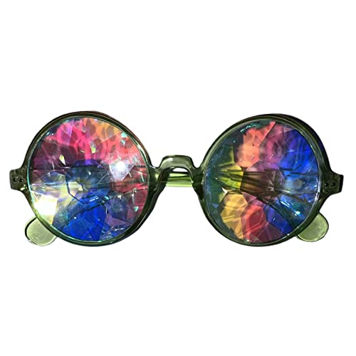 Altsuceser Kaleidoskop Schutzbrille Steampunk Rave Rainbow Kristall Sonnenbrille Prisma Brechungsbrille für Party Bühnenauftritte Grün