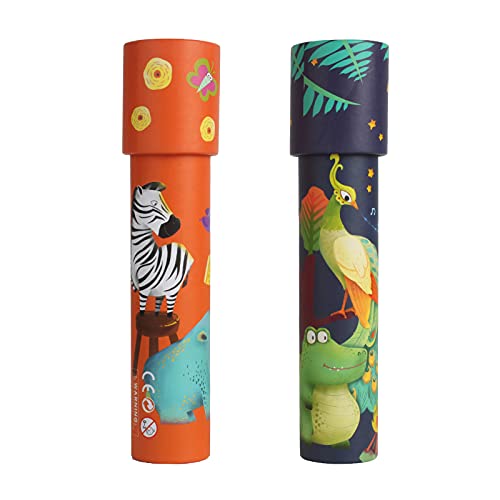NOOLY Kinder Kaleidoskop Lernspielzeug für Kinder und Mädchen ZWHT0205 (2 Stück,Pfau + Nashorn Zebra)
