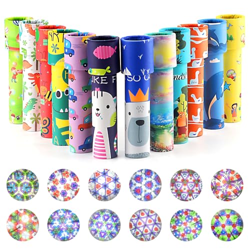 Audasi 12 PCS Klassisches Kaleidoskope Toy Vintage Retro Kaleidoskope Lernspielzeug Pass The Parcel Geschenke Rückkehr Geschenke für Geburtstagsparty Party Kinder Weihnachten Zufallsmuster