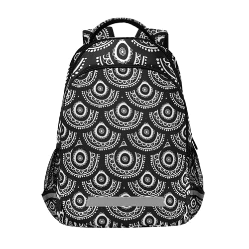 Ethnischer kaleidoskopischer Mandala-Rucksack für Jungen, Mädchen, Kinder, Grundschule, Büchertasche, Reiserucksack, Laptoptasche, B625, 29.5x17.5x42.5cm